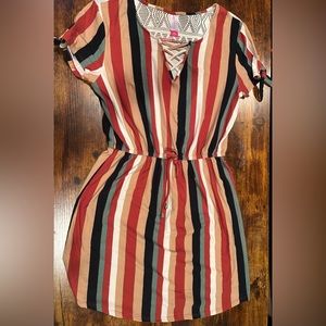 Neutral Colored Striped Dress